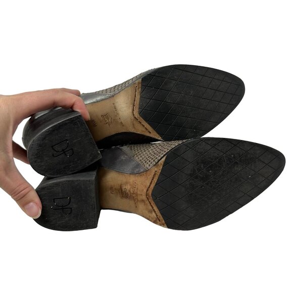 Donald Pliner Edyn Side Zip Ankle Boots Size 10 Snake Metallic Leather - Picture 7 of 10